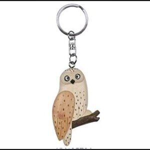 NWT! Handmade Wooden Owl Keychain